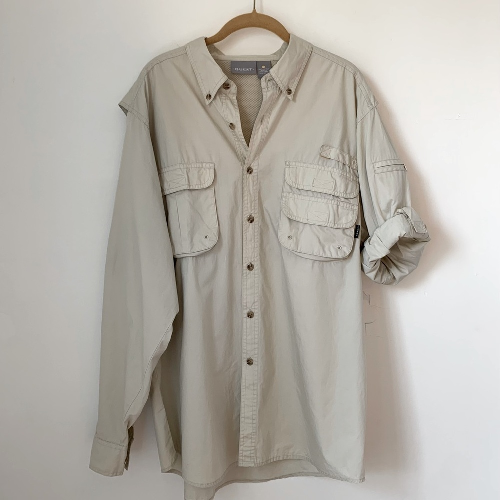 Quest Vintage Outdoors Fishing Hiking Shirt Men’s Large Gorpcore
